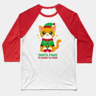 Elf Cat: Santa Paws Little Helper Baseball T-Shirt